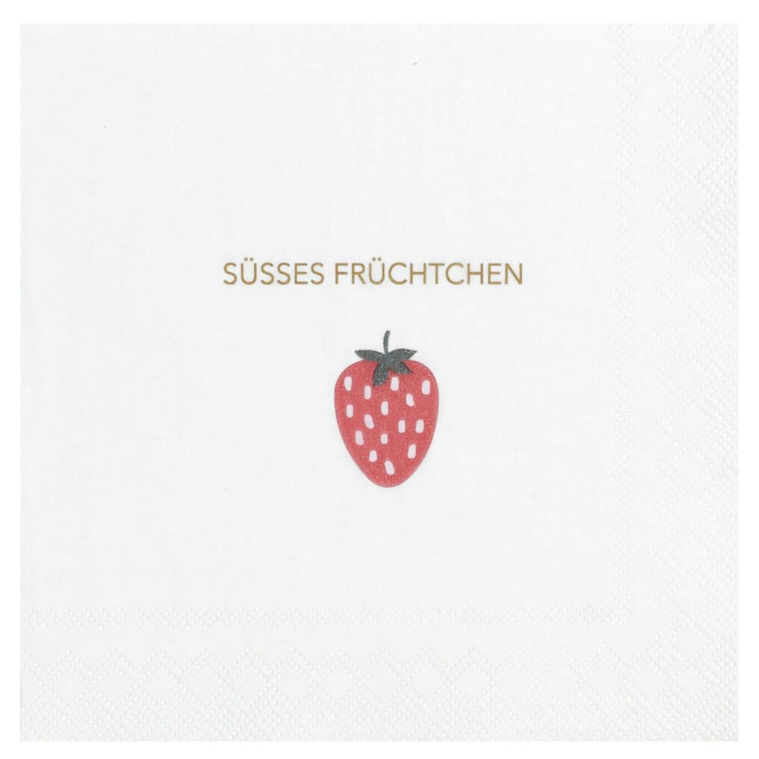 Cocktailservietten "Süsses Früchtchen" - 25x25 cm (Weiß)