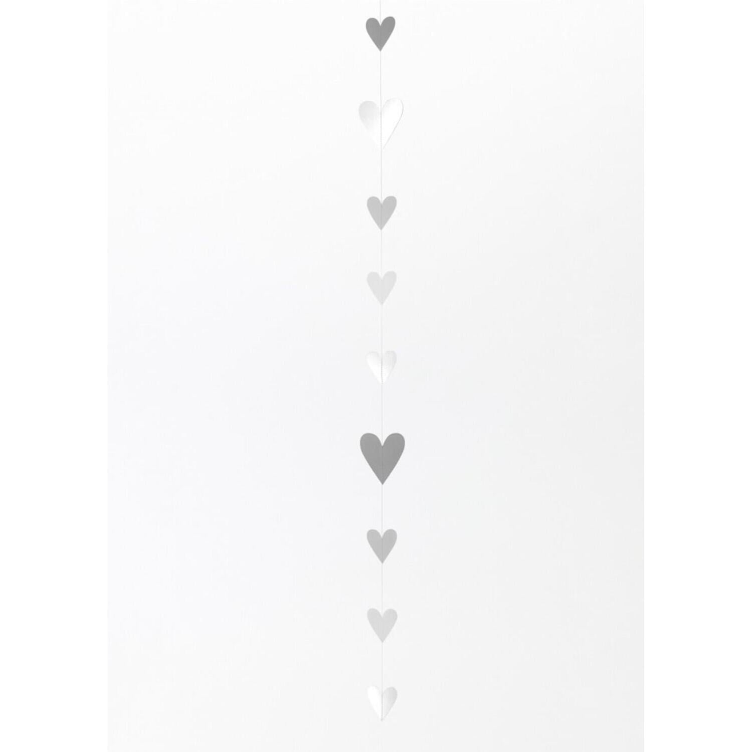 Papierkette "Silberherzen" -140 cm (Silber)