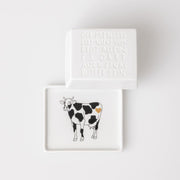 Butterdose "Der Mensch lebt nicht..." - 11x9,5x5,5 cm (Weiß)