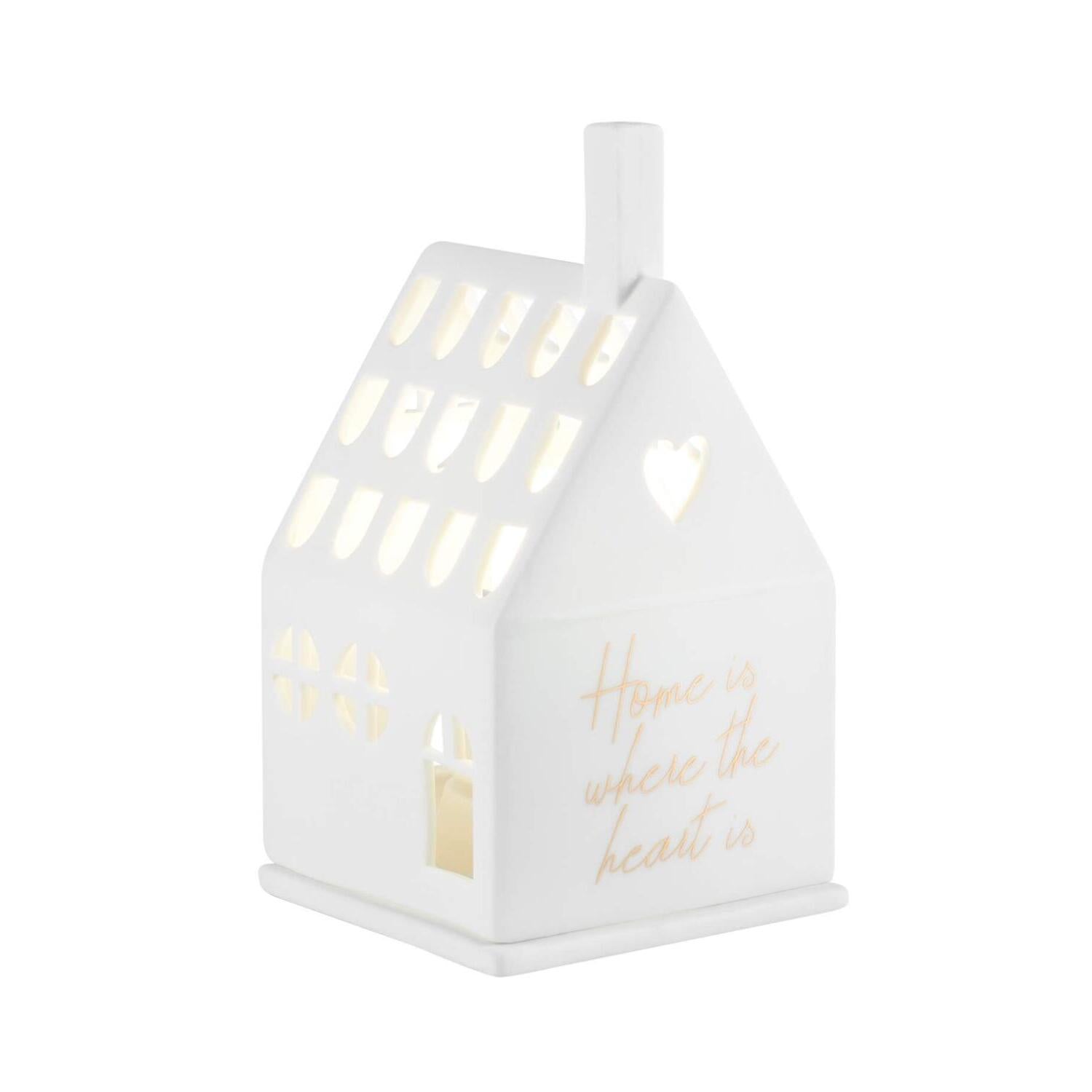 Lichthaus "Home is where the heart is" - 8x7,2x13 cm (Weiß) räder Design