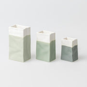 Mini-Vase "Porzellantüte" im 3er-Set - 11x5,5x10 cm (Grün)