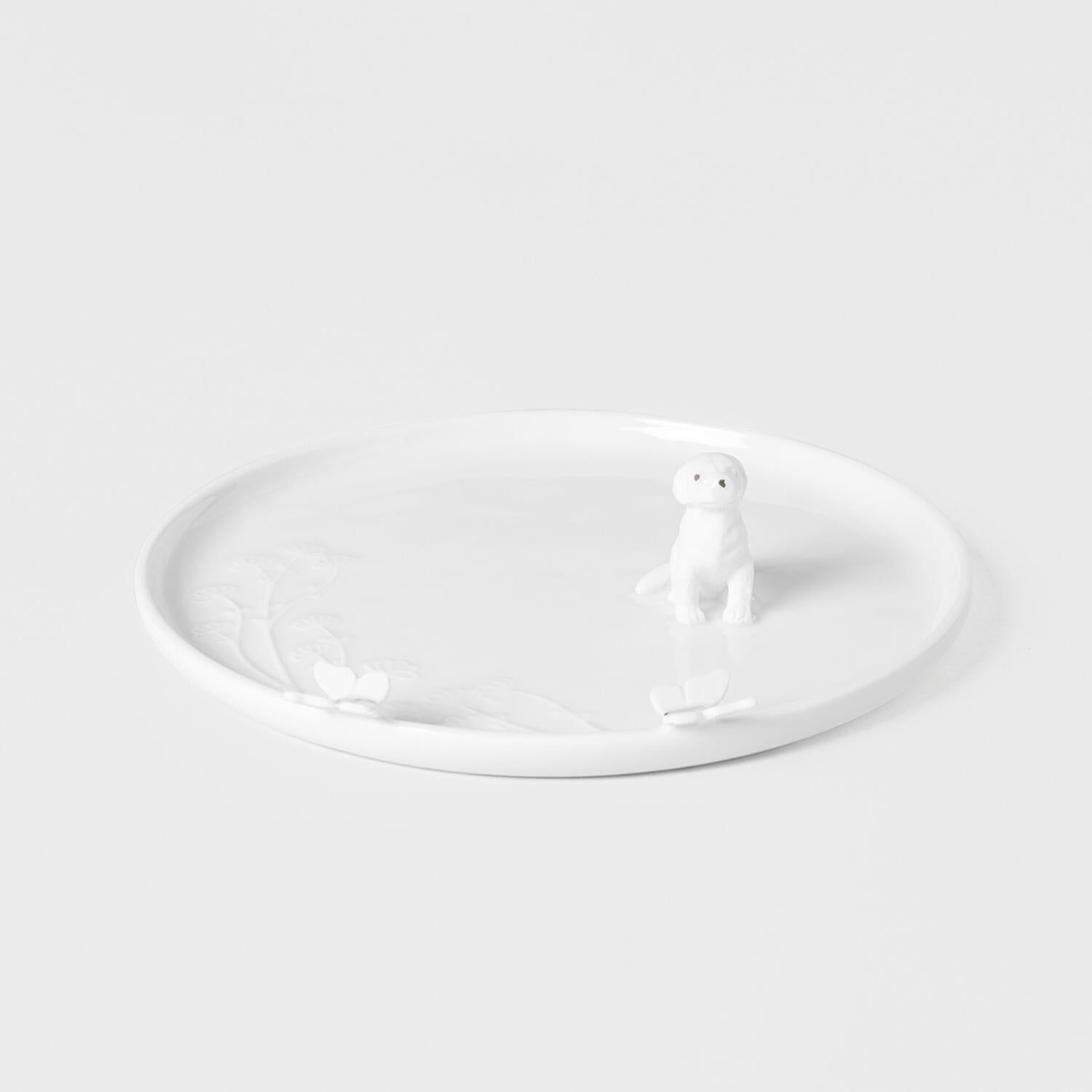 Teller "Hund" - ø 17 cm (Weiß)
