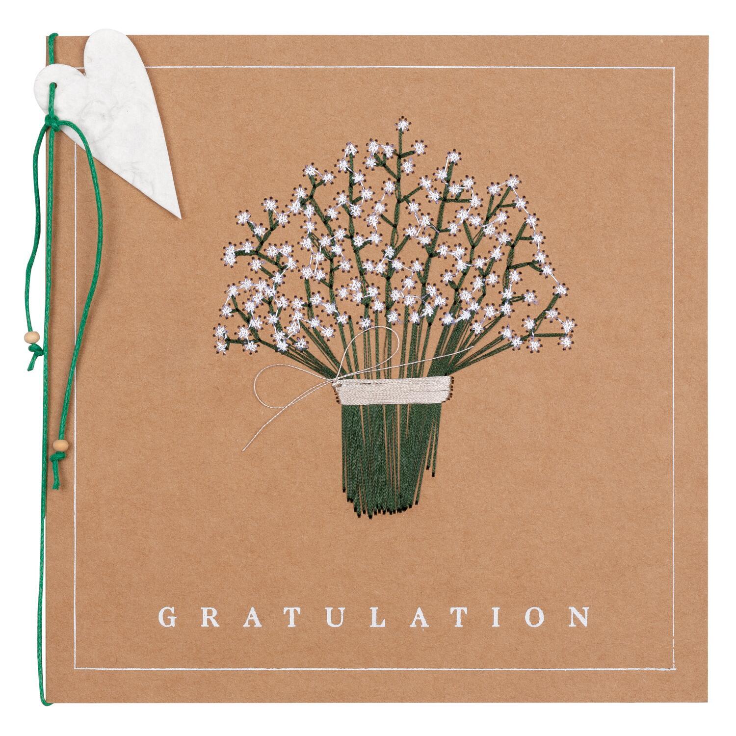 XL-Strickkarte "Gratulation" (Braun/Grün)