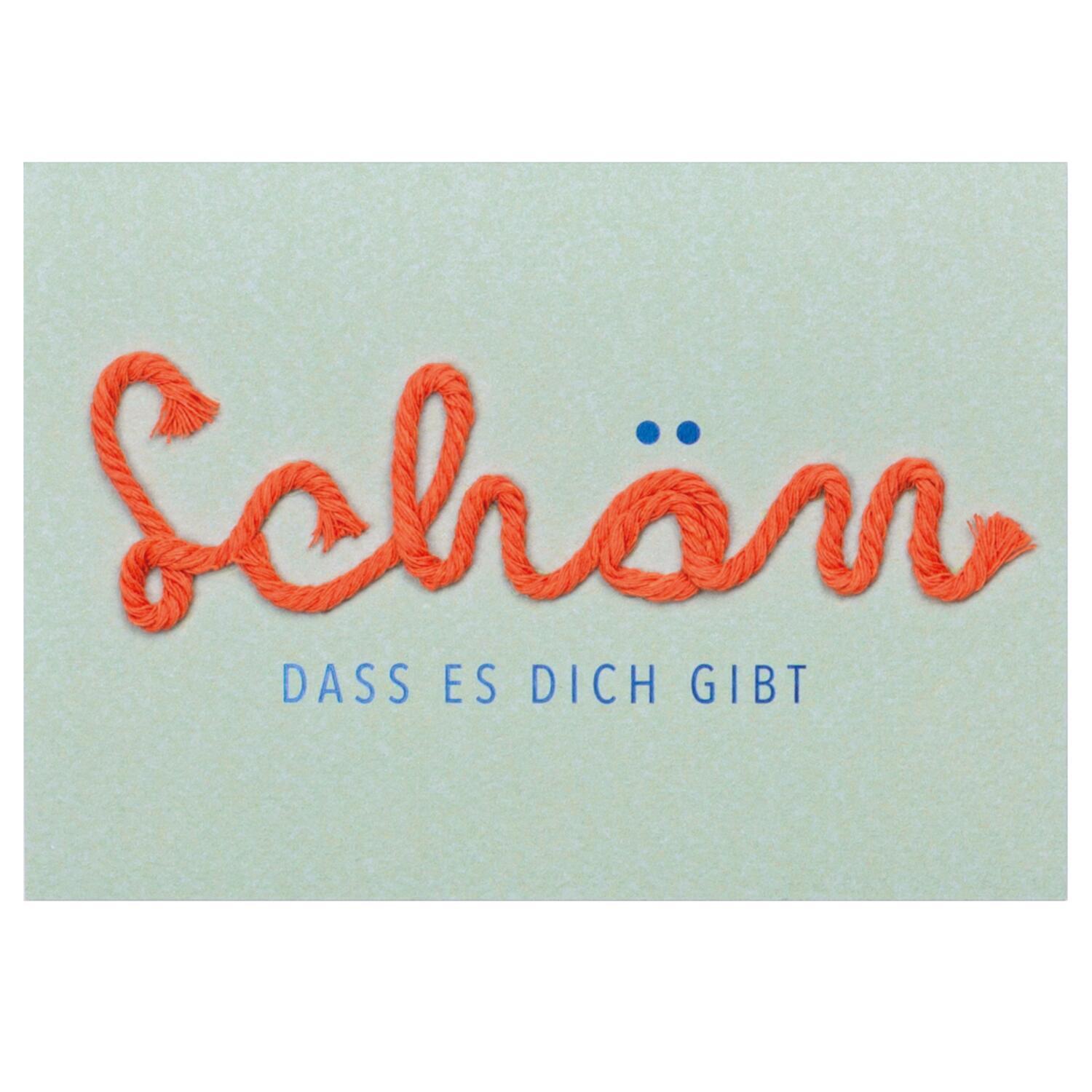 Kordelkarte "Schön, dass es dich gibt" (Mintgrün)