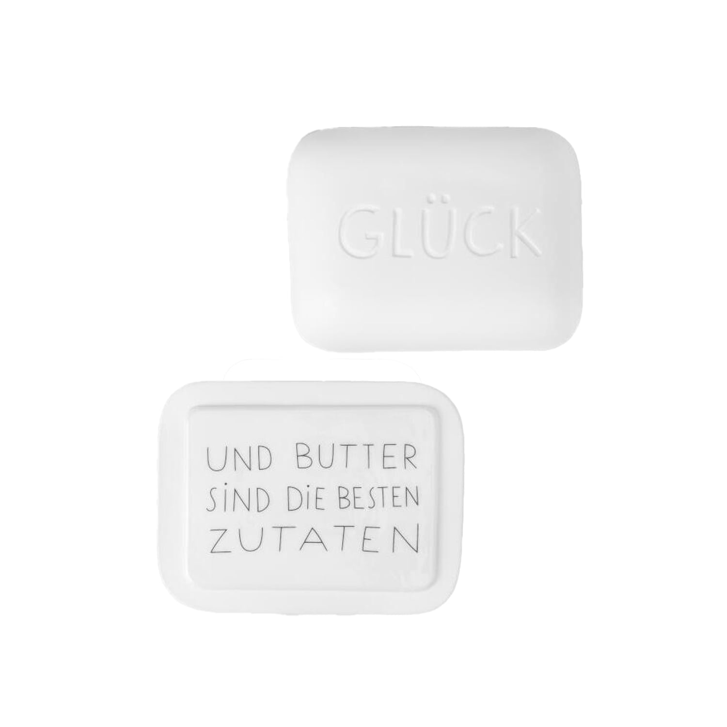 Butterdose "Guten Morgen - Glück" - 14,5x11x5,5 cm (Weiß)