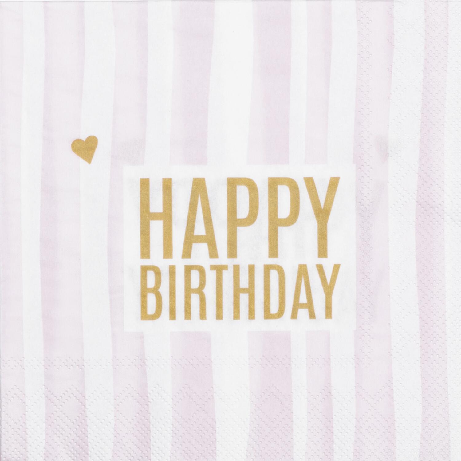 Servietten "Happy  Birthday" (Weiß)