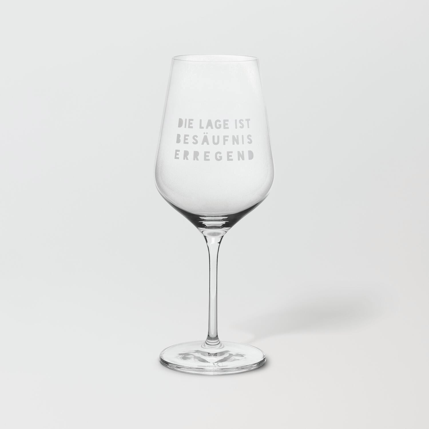 Weinglas "Die Lage ist besäufniserregend" - 9,3x23,8 cm (Transparent)