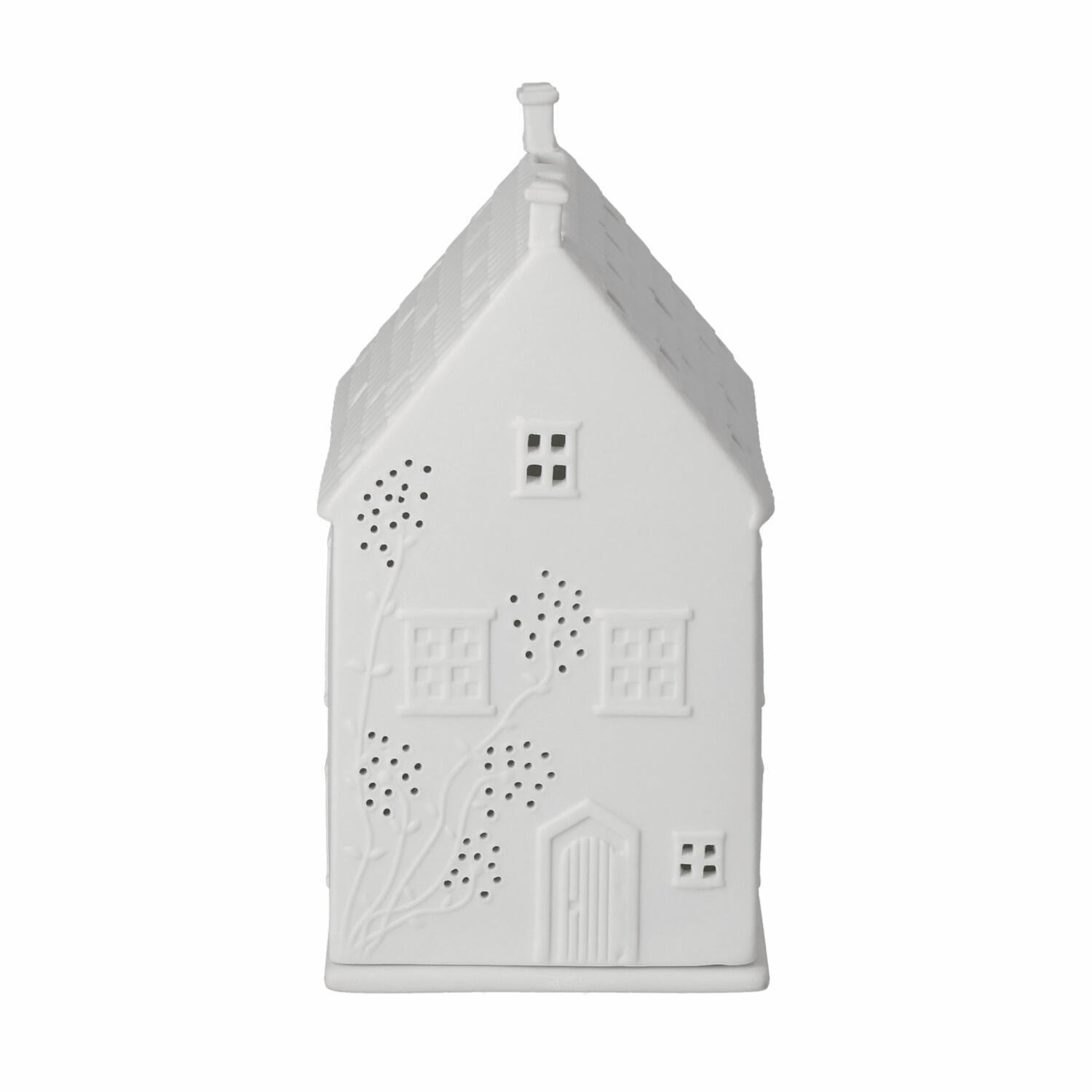 Lichthaus mit Ranken "Landhäuschen" - 10x7,1x13 cm (Weiß)