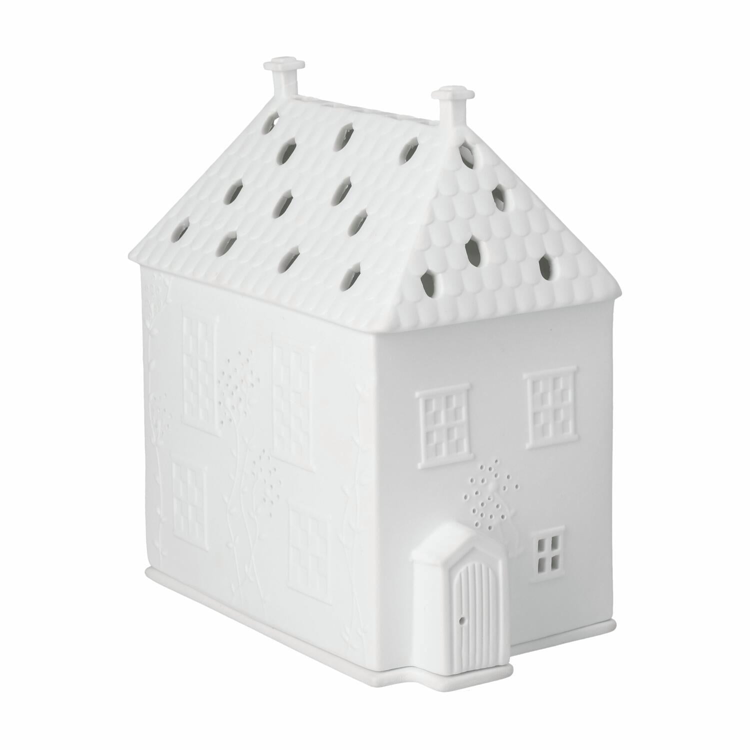 Lichthaus mit Ranken "Cottage" - 14,8x8,8x16,5 cm (Weiß)