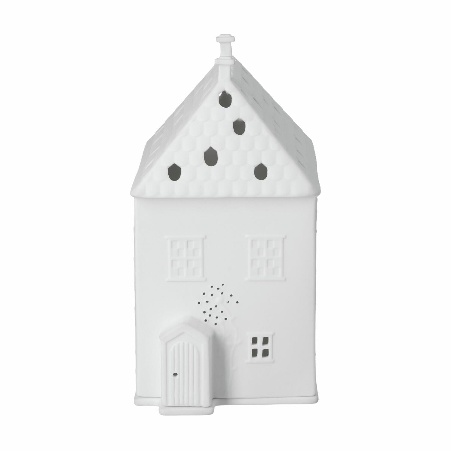 Lichthaus mit Ranken "Cottage" - 14,8x8,8x16,5 cm (Weiß)