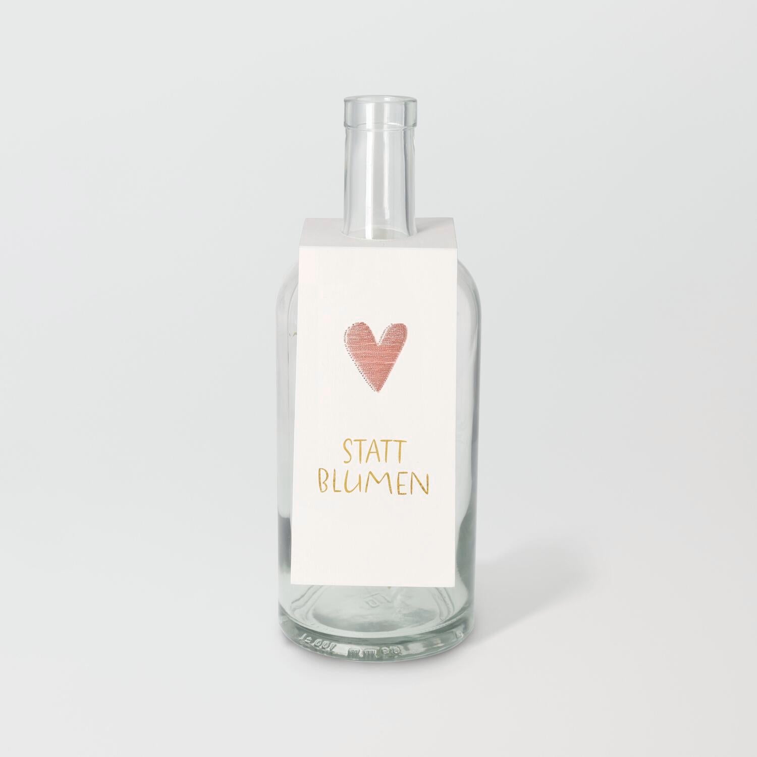 Flaschengruß "Statt Blumen" - 37x7 cm (Weiß)