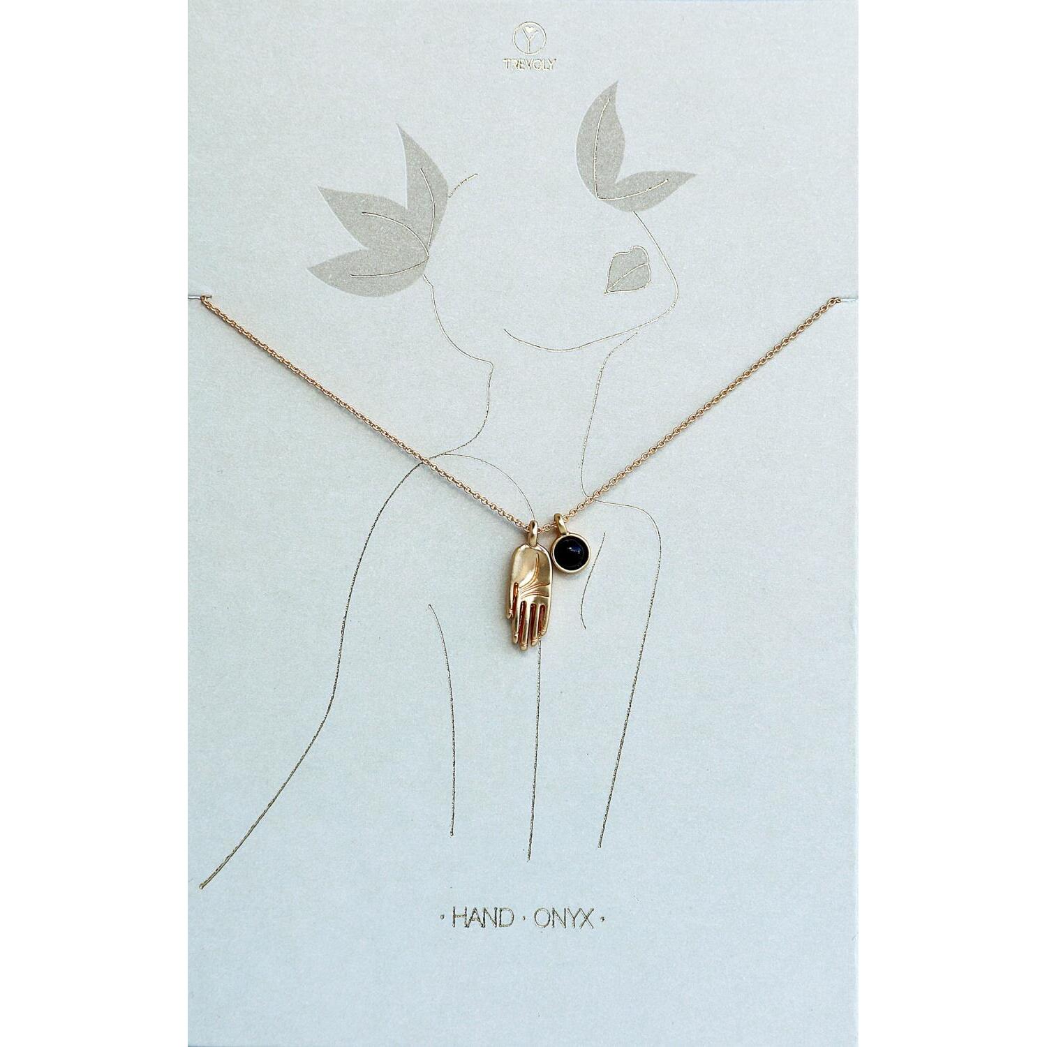 Kette "Hand & Onyx" (Gold)