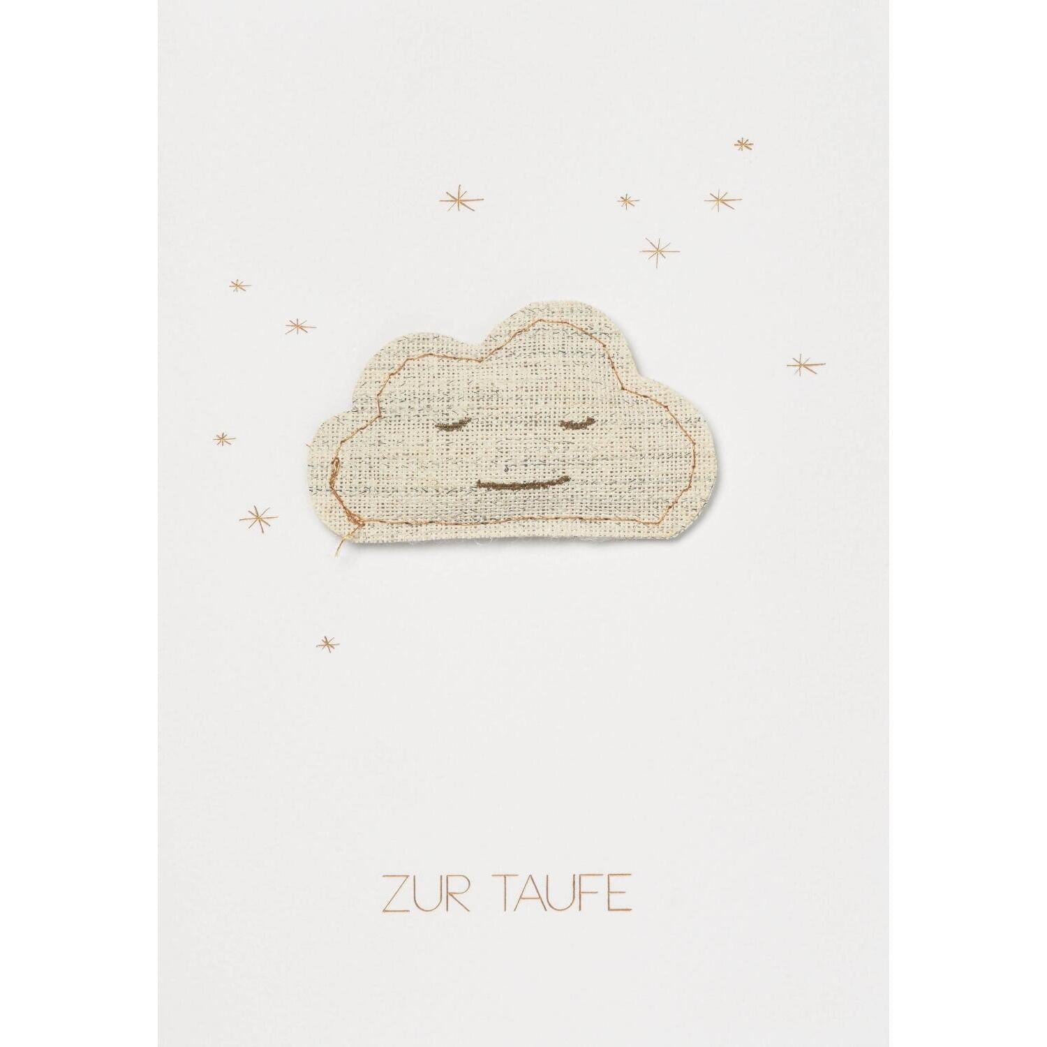 Baby-Kuschelkarte "Zur Taufe - Wolke" - 17,5x12,3 cm (Natur)