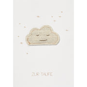 Baby-Kuschelkarte "Zur Taufe - Wolke" - 17,5x12,3 cm (Natur)
