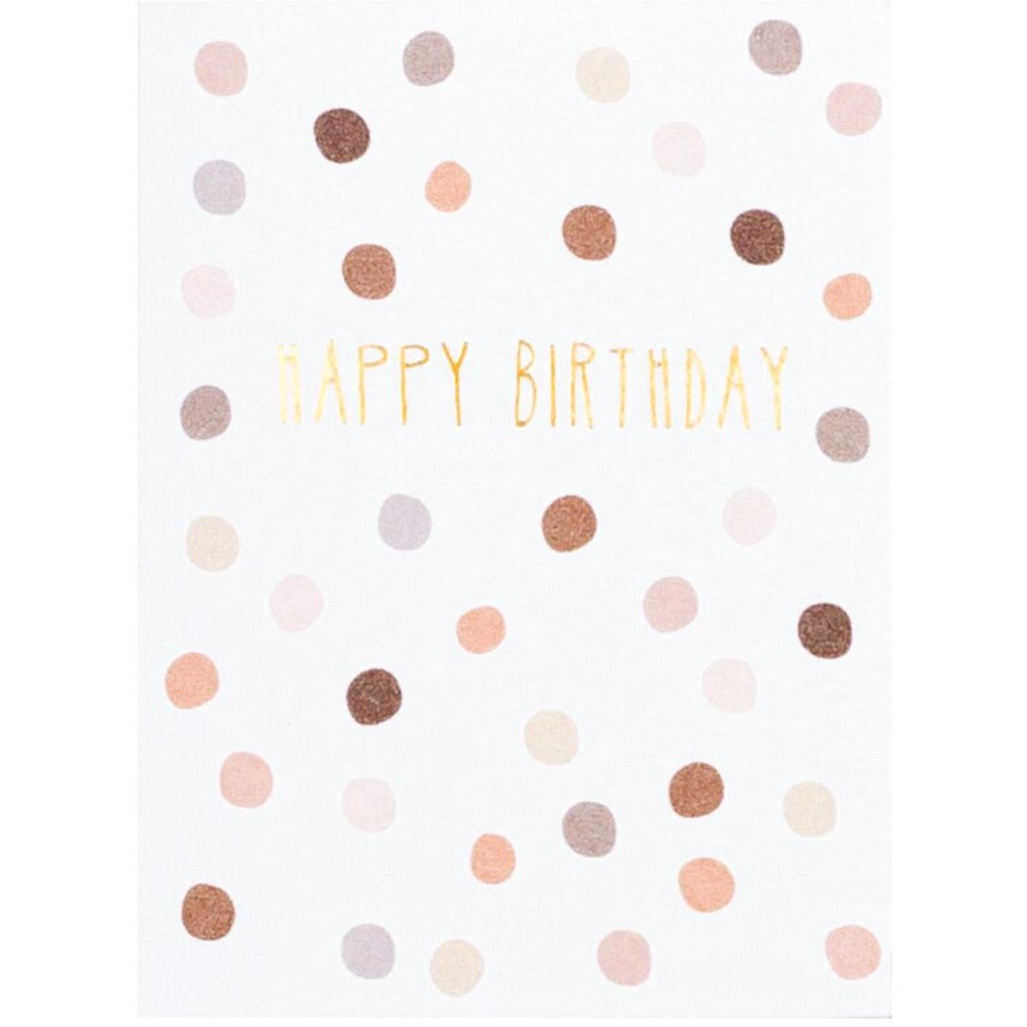 Minikarte "Happy Birthday" - 6x8 cm (Gold/Weiß/Pink)