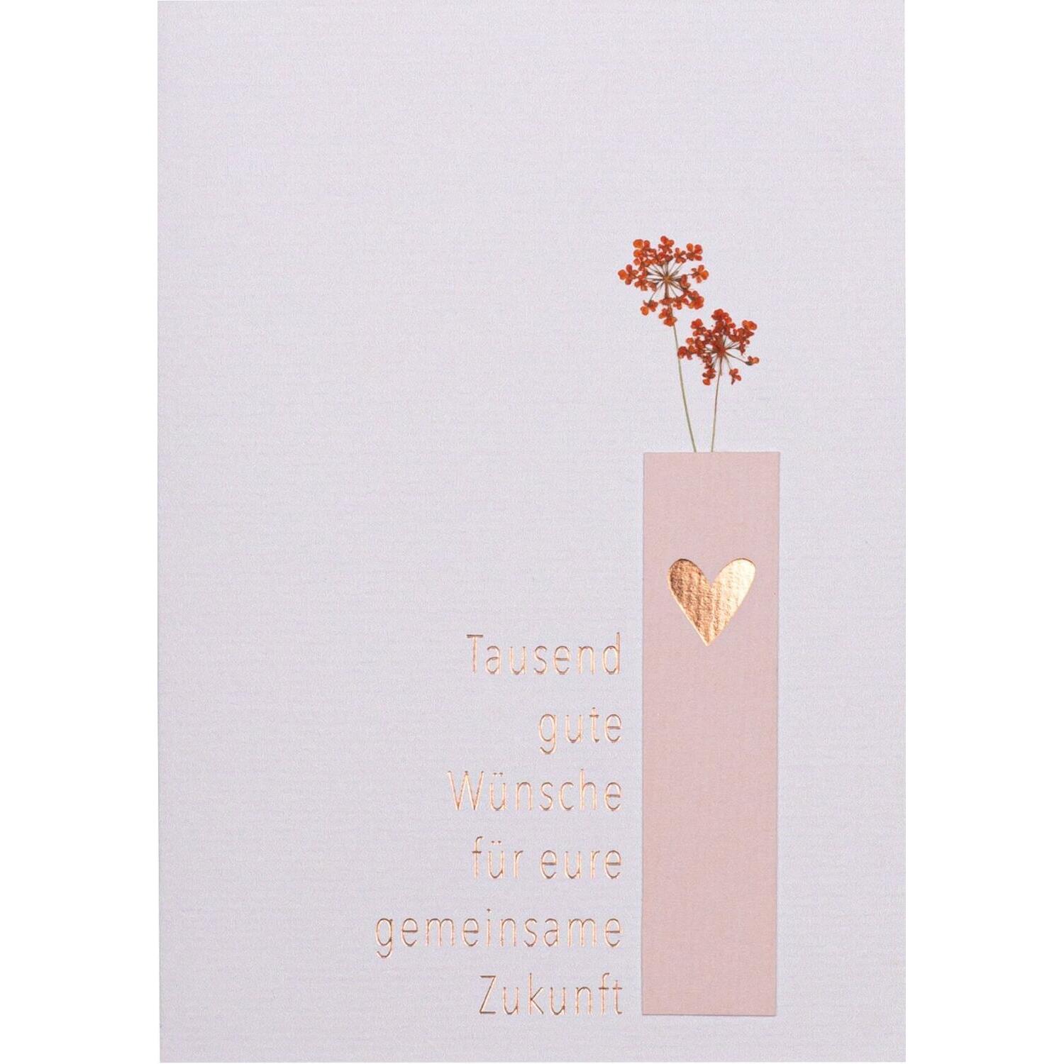 Vasenkarte "Tausend gute Wünsche" - 11,8x16,6 cm (Rosa)