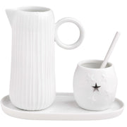 Milch- & Zucker-Set "DINING - Stars & Stripes" - 12,5x7x10 cm (Weiß)
