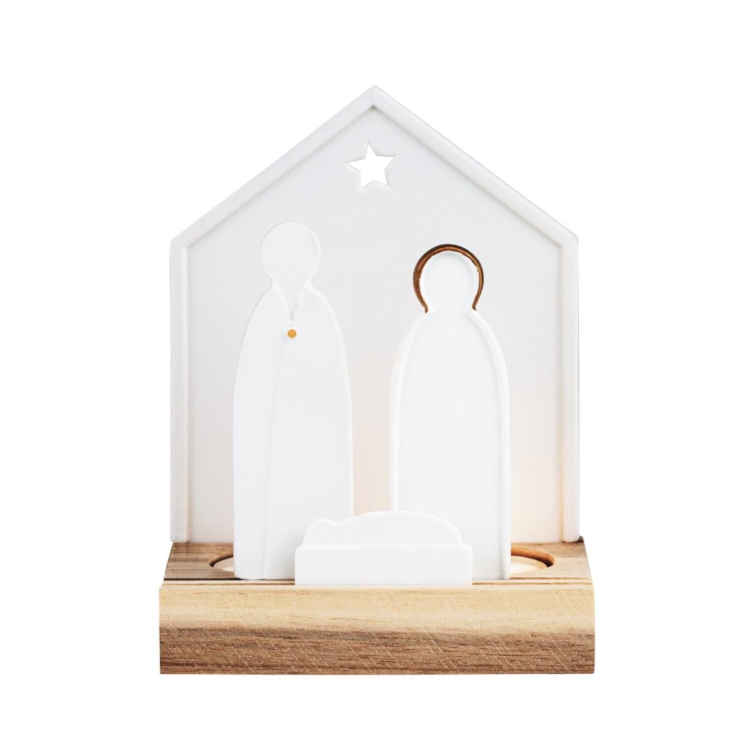 Lichtobjekt "XMAS - Kleine Krippe" - 16 cm (Weiß)