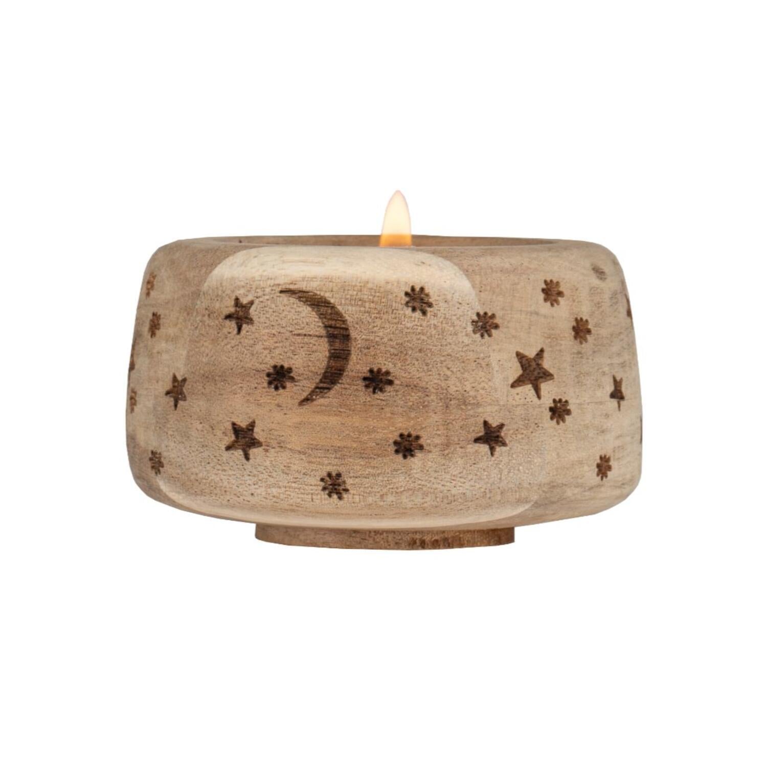 Teelichthalter "XMAS - Mondlicht" - 4 cm (Akazie)