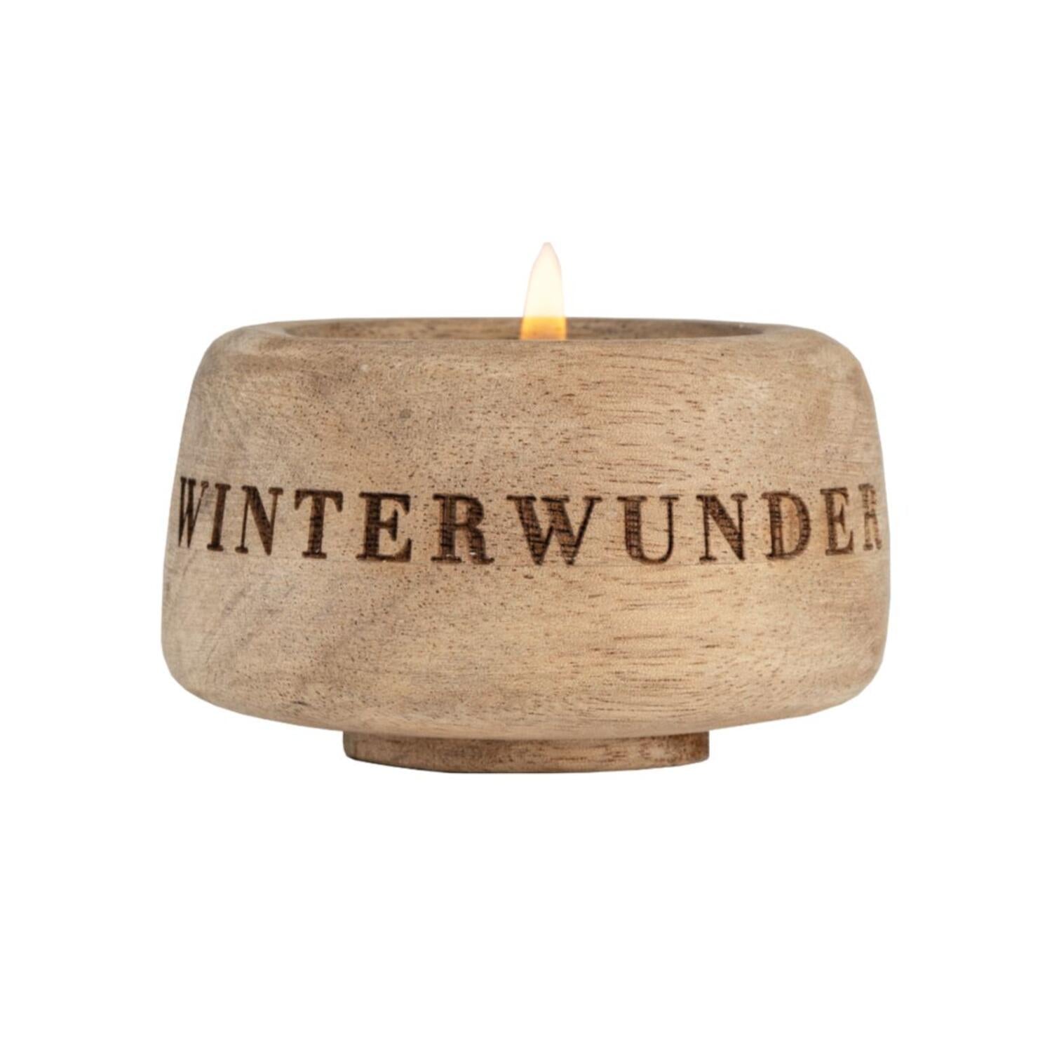 Teelichthalter "XMAS - Winterwunder" - 4 cm (Akazie)