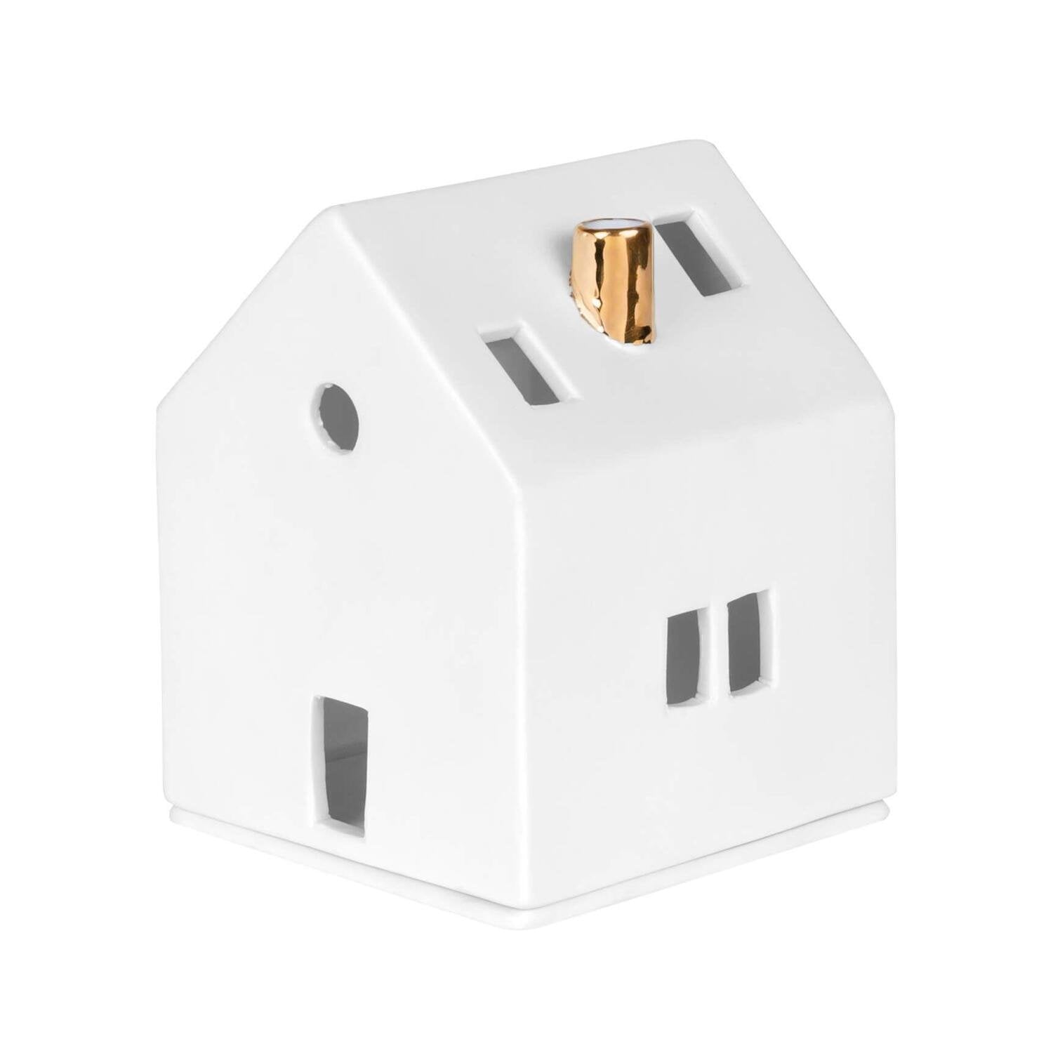 Lichthaus "Goldener Schornstein" - 8x8x10,5 cm (Weiß)