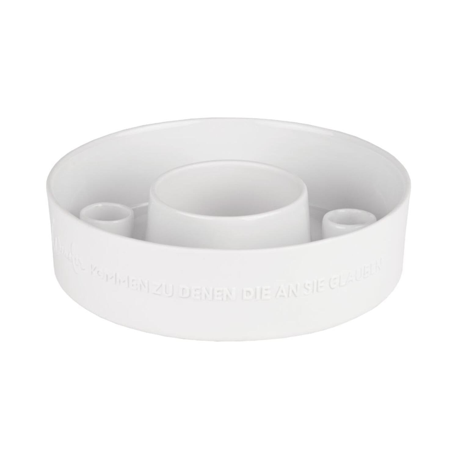 Porzellankranz "Wunder" für 4 Stabkerzen - 18,5 cm (Weiß)