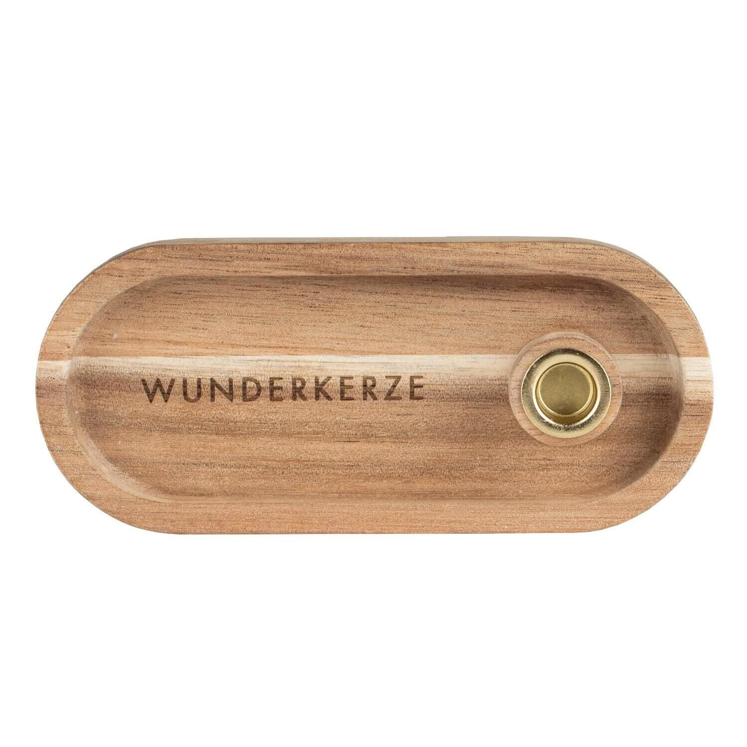 Lichttablett "XMAS - Wunderkerze" für eine Stabkerze - 13 x 3 cm (Akazie)