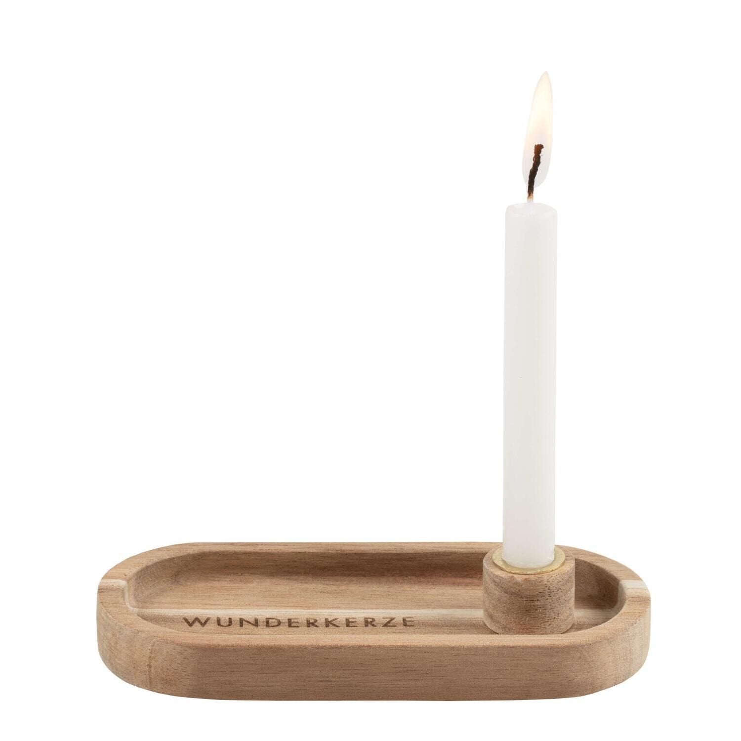 Lichttablett "XMAS - Wunderkerze" für eine Stabkerze - 13 x 3 cm (Akazie)