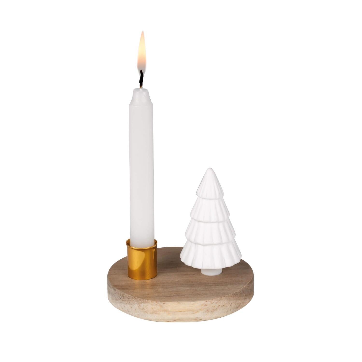 Kerzenhalter "Lichtgeschichte - Tanne" - 7cm (Natur/Weiß)