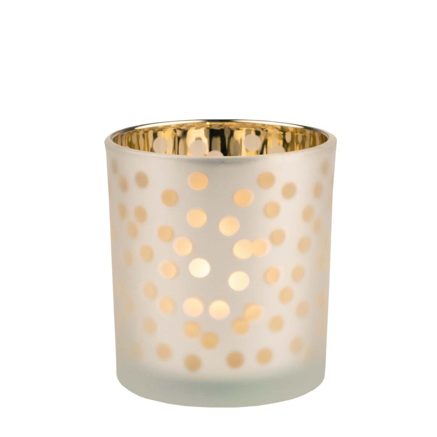 Windlicht "XMAS - Glanzlicht Punkte" - 8 cm (Gold)