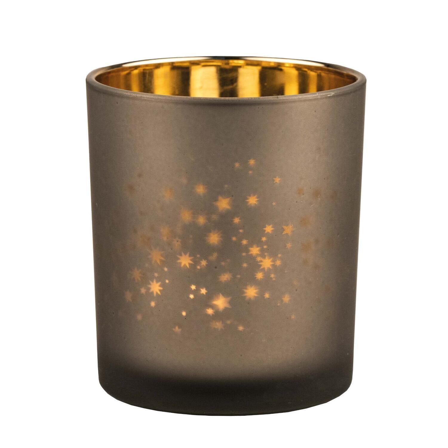 Windlicht "XMAS - Glanzlicht Sterne" - 10 cm (Gold)