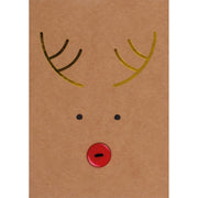 Weihnachtsknopfkarte "Rentier" - 11,8x16,6 cm (Natur)