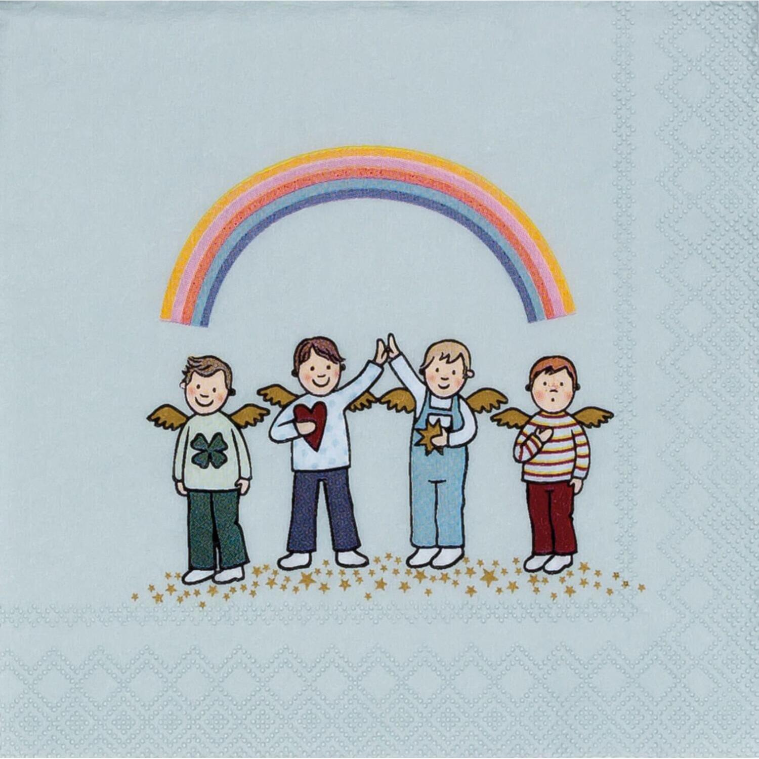 Cocktailservietten "Himmlische Brüder" - 25x25 cm (Hellblau/Bunt)