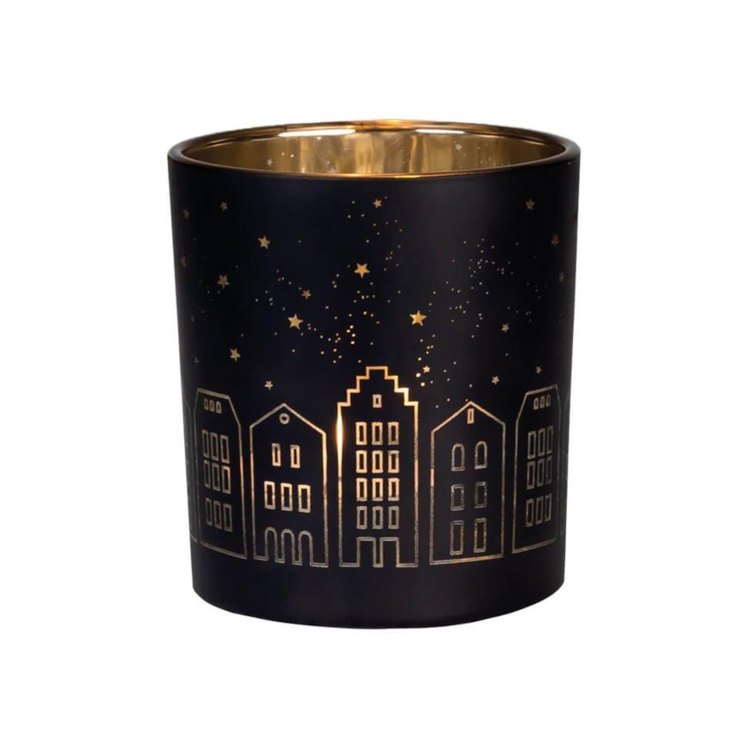 Glanzlicht "Lichthäuser" - 7x8 cm (Schwarz/Gold) räder Design