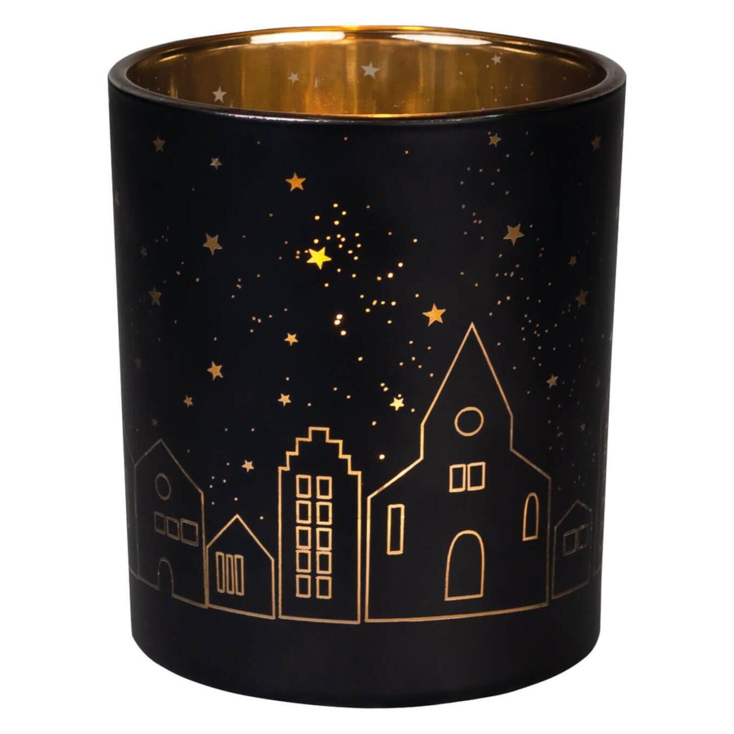 Glanzlicht "Lichtstadt" - 8,5x10 cm (Schwarz/Gold) räder Design