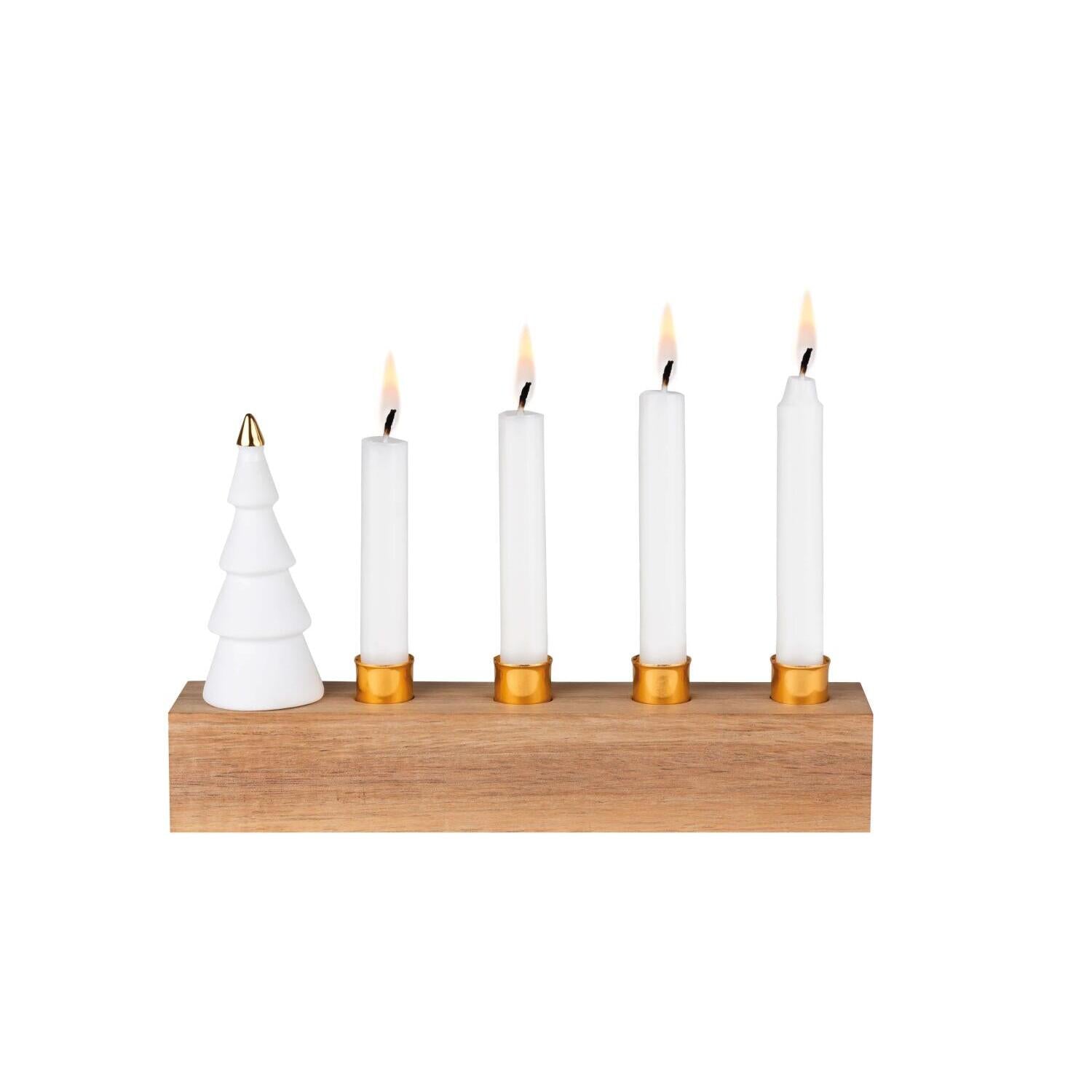 Kerzenhalter "Adventstanne" - 17x10x3,5 (Weiß/Natur)