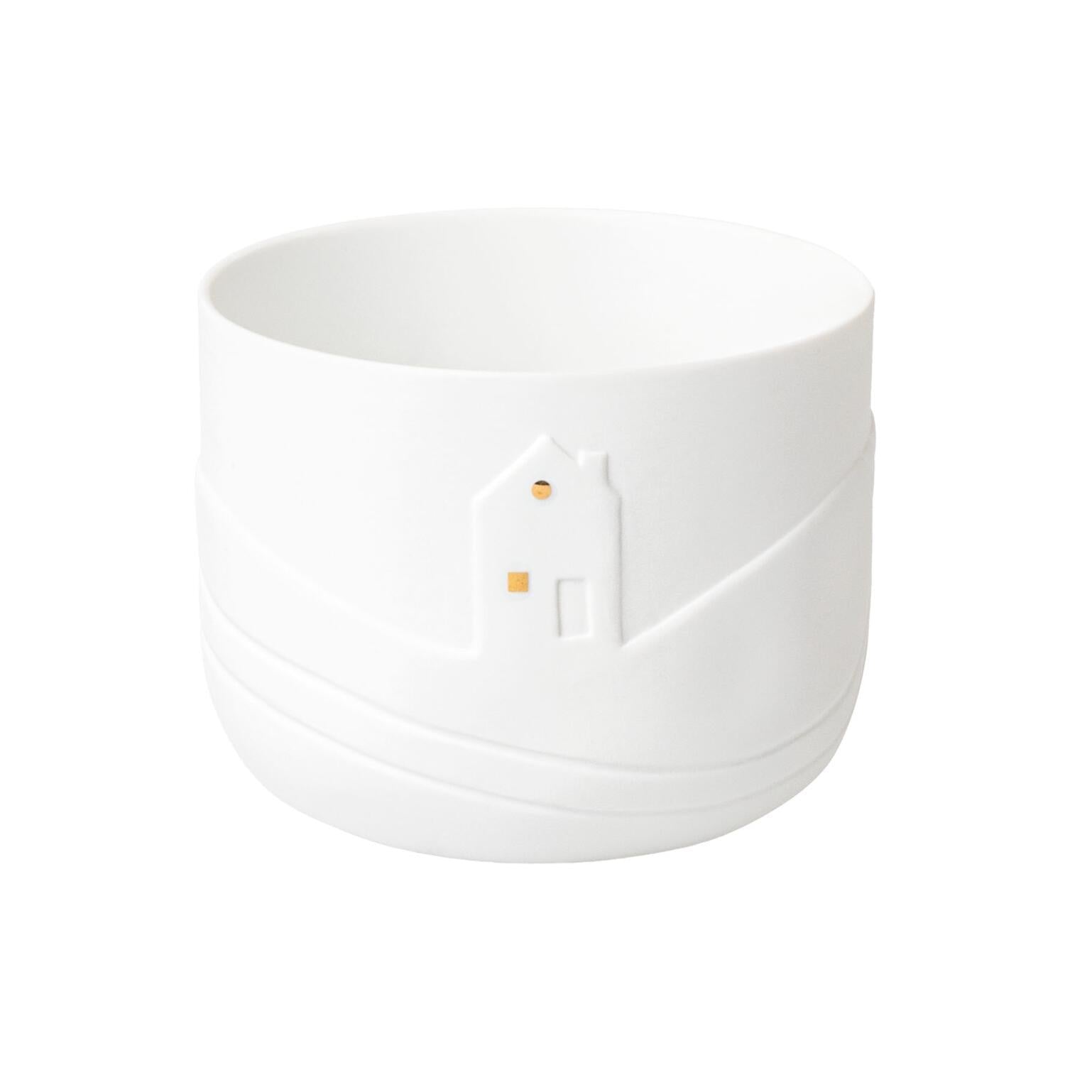Teelichthalter "Schneetag - Schlittenspuren" (Weiß/Gold)