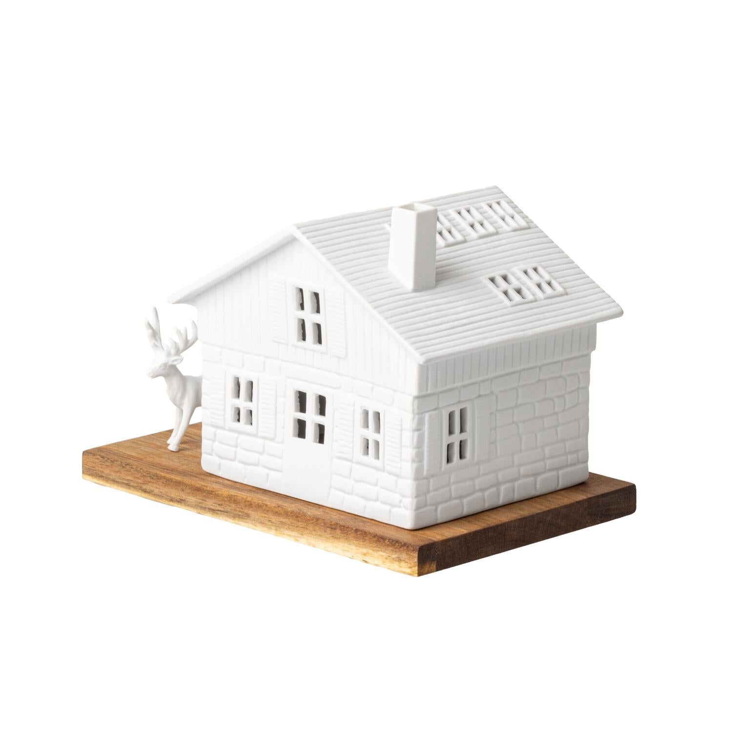 Lichthaus "Skihütte" - 18x12x13 cm (Weiß/Braun) räder Design