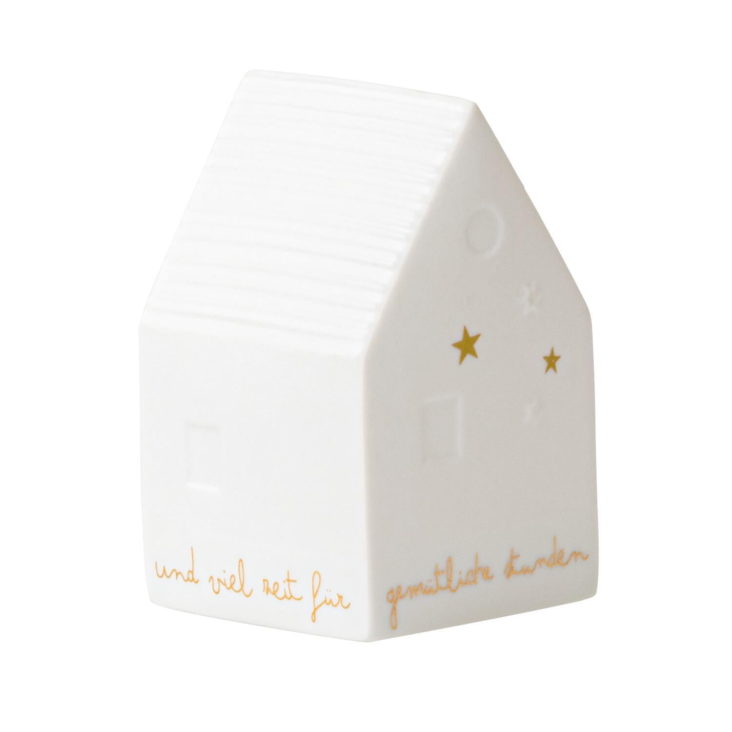 LED Häuschen "Zauberhaft" - 5x5x8 cm (Weiß/Gold) räder Design