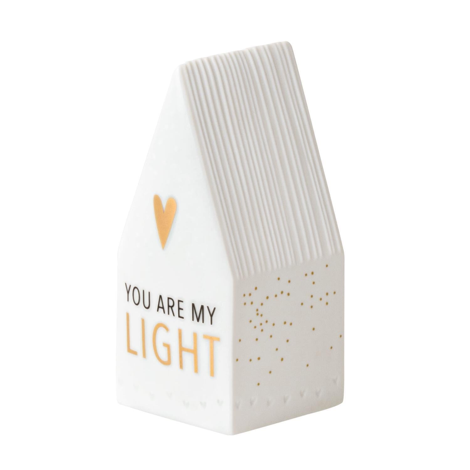 LED Häuschen "You are my light" (Weiß/Gold)