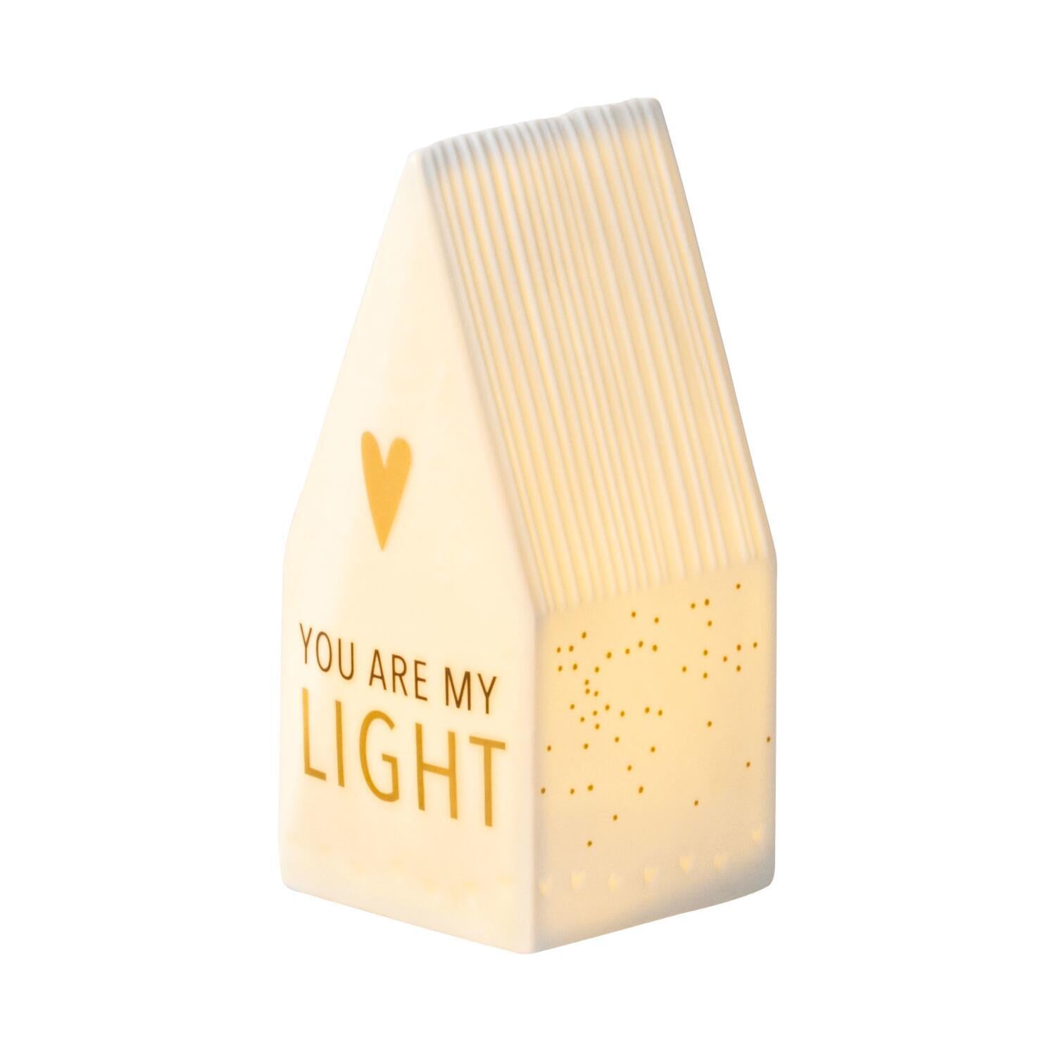 LED Häuschen "You are my light" (Weiß/Gold)