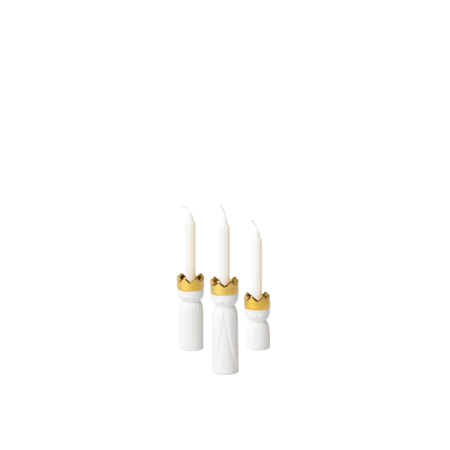 Kerzenständer "Mini Königslichter" im 3er Set (Weiß/Gold)