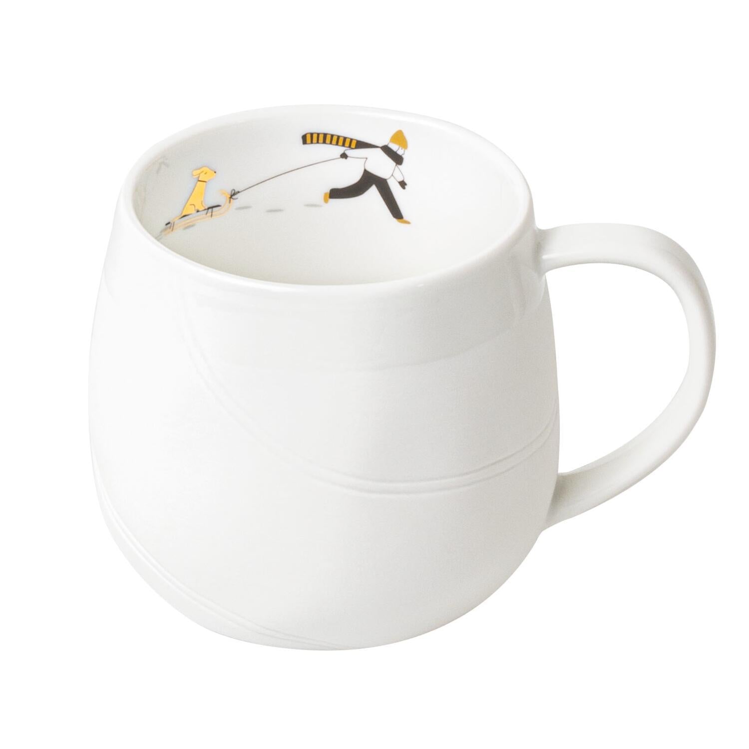 Tasse "Schneetag - Hundeschlitten" (Weiß/Gold)