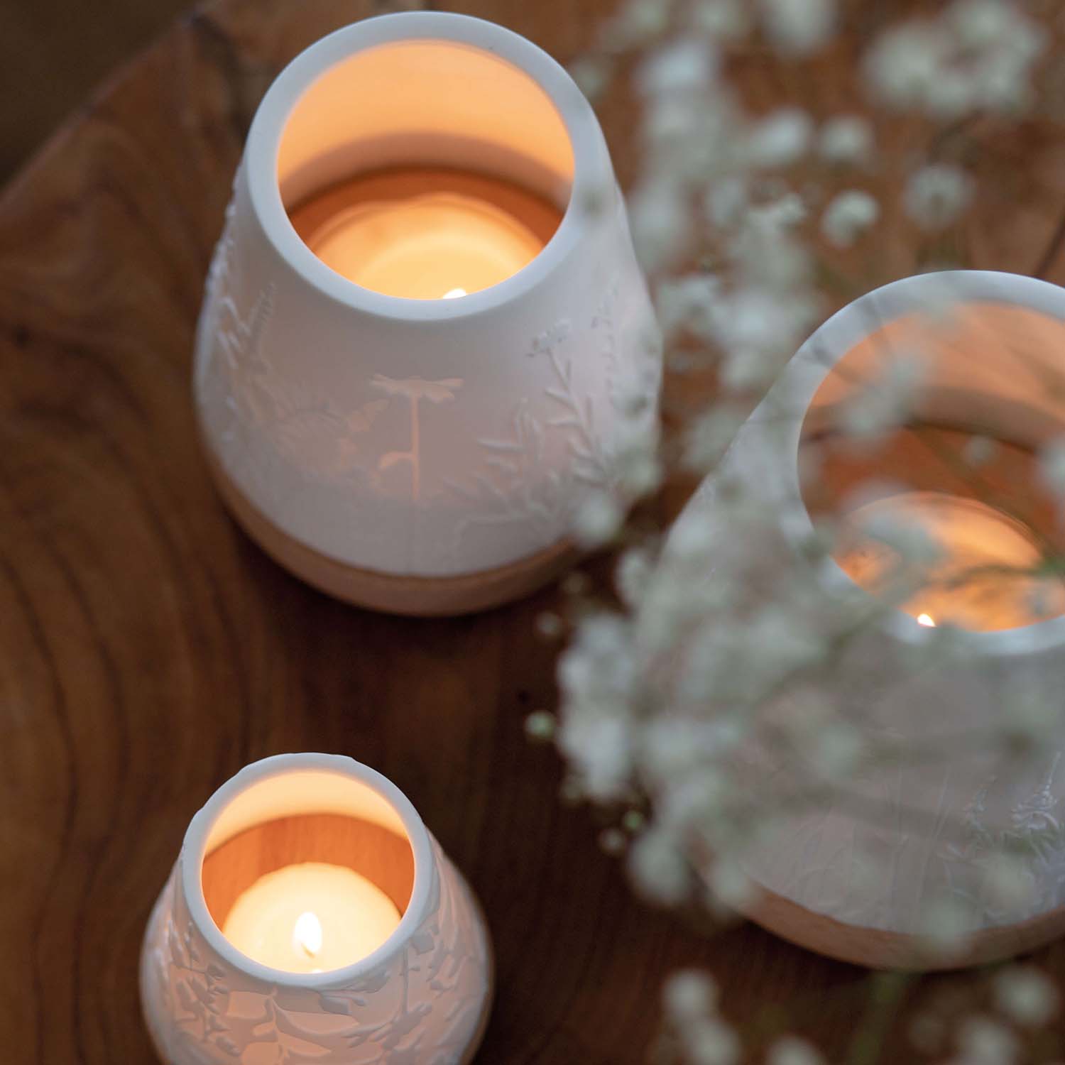 Windlicht "LIVING - Blumenwiese floral" - 11cm (Weiß) räder Design