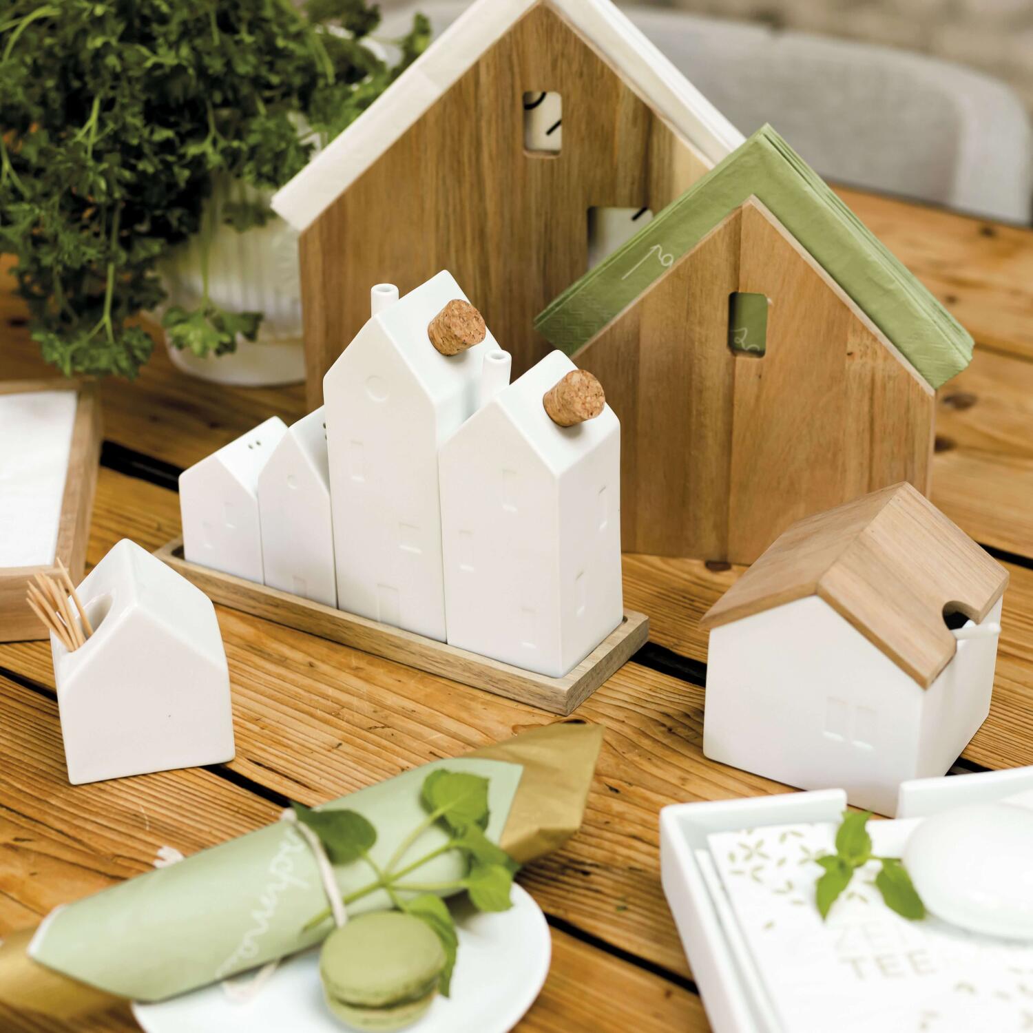 Menage "Häuser" - 20 cm (Weiß) räder Design