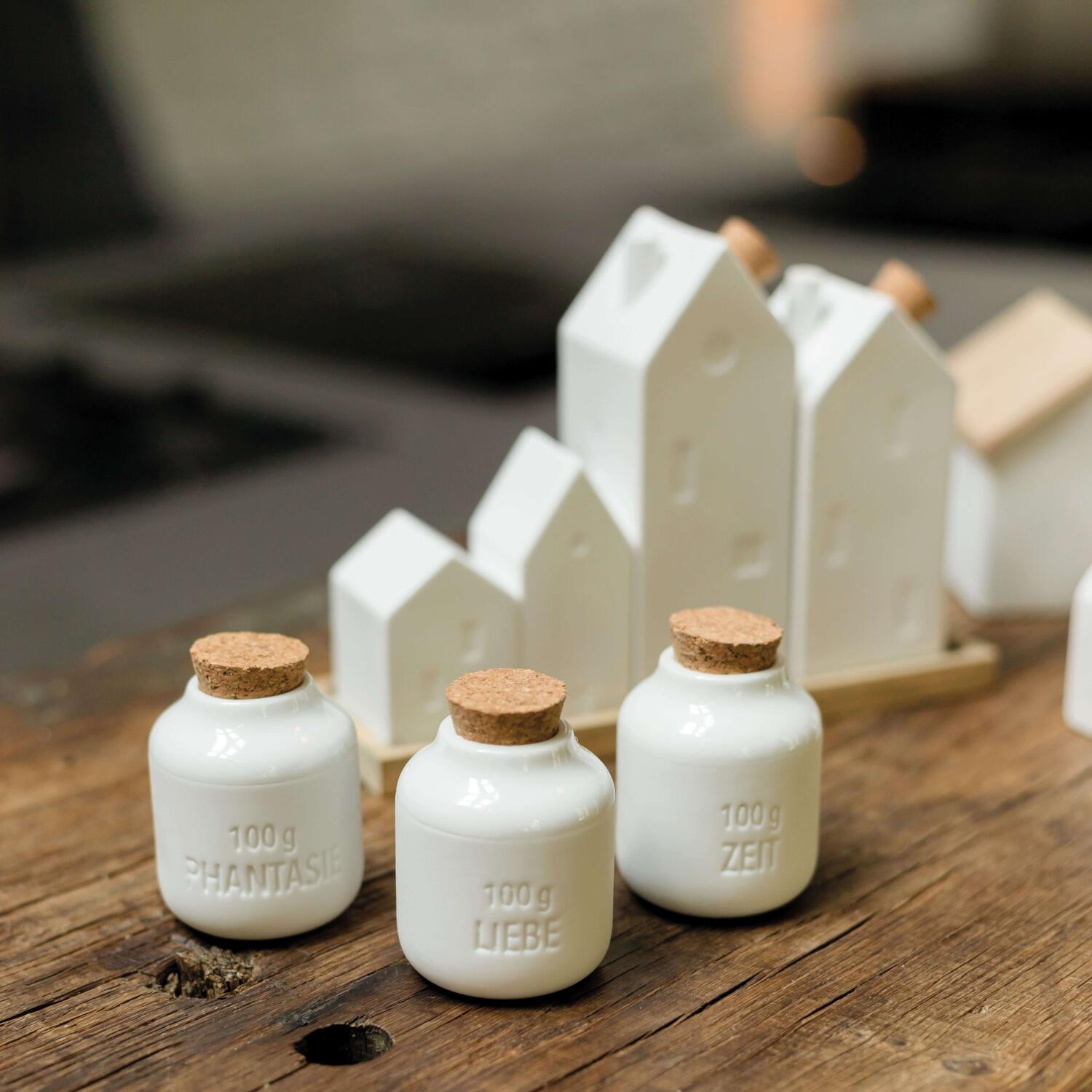 Menage "Häuser" - 20 cm (Weiß) räder Design