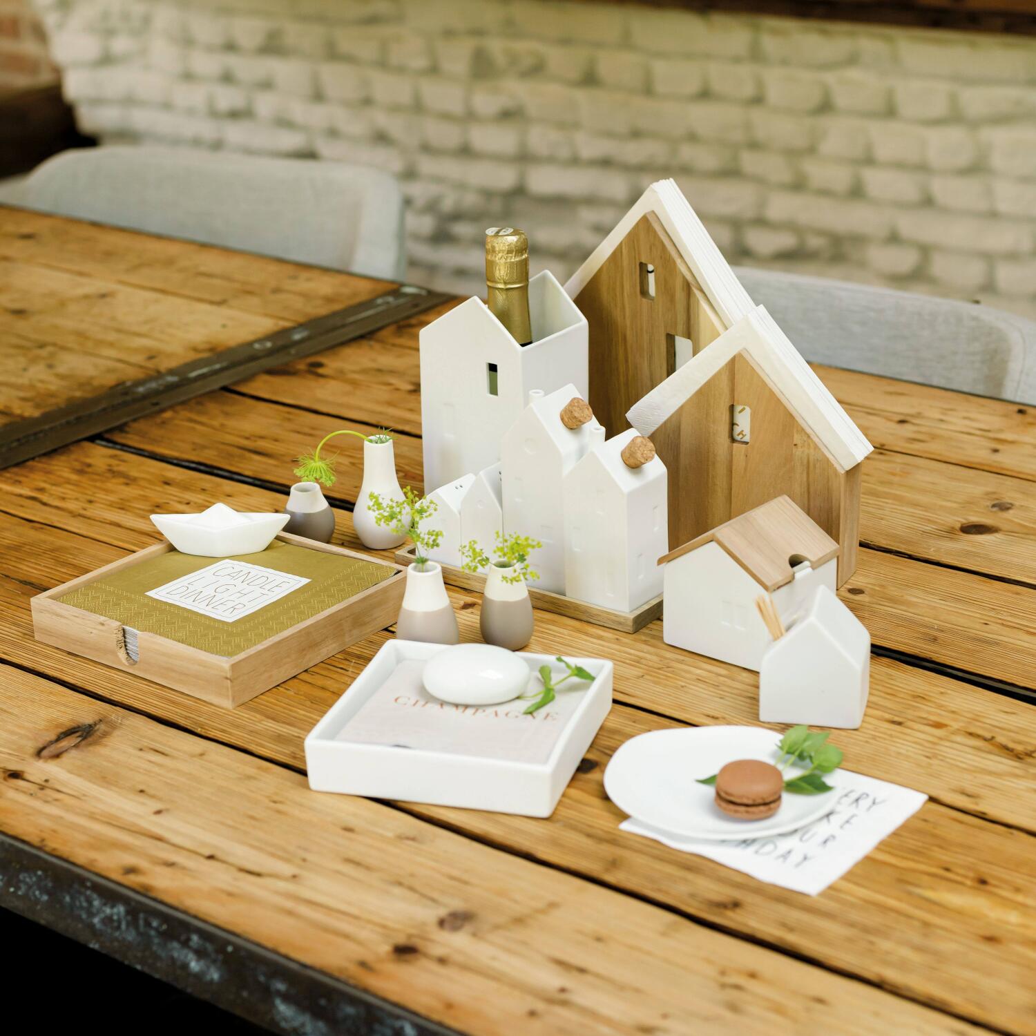 Menage "Häuser" - 20 cm (Weiß) räder Design