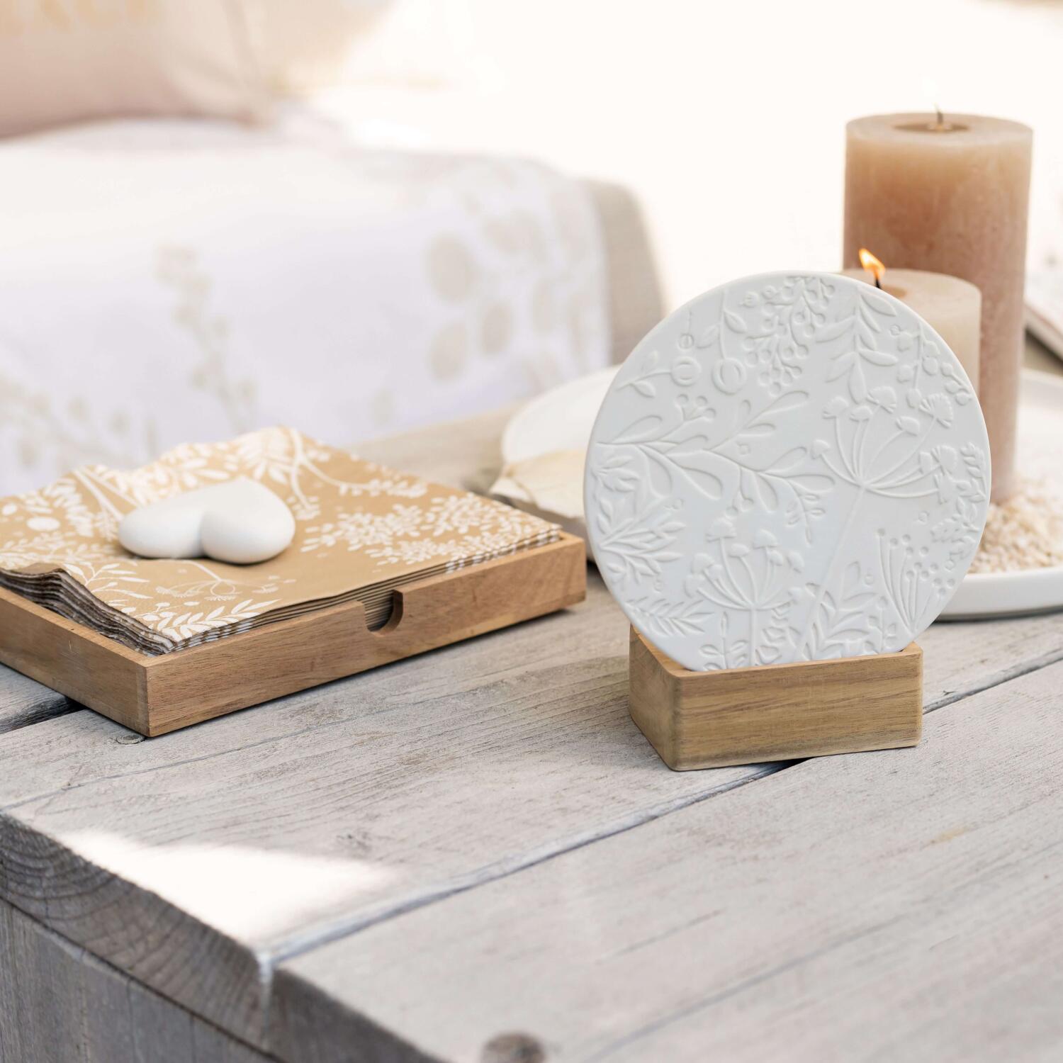 Teelichtgarten "Wundergarten" - 13x8,3x15 cm (Weiß/Natur) räder Design