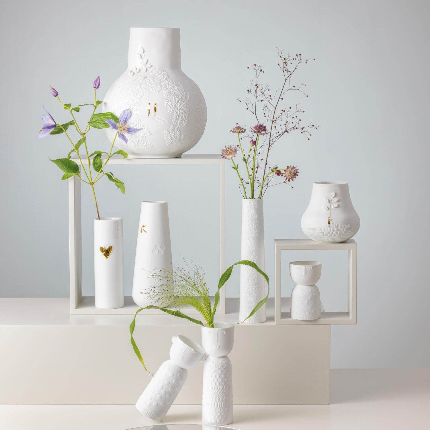 Vase "Dankbar - Parkspaziergang" - 20,5x25 cm (Weiß)