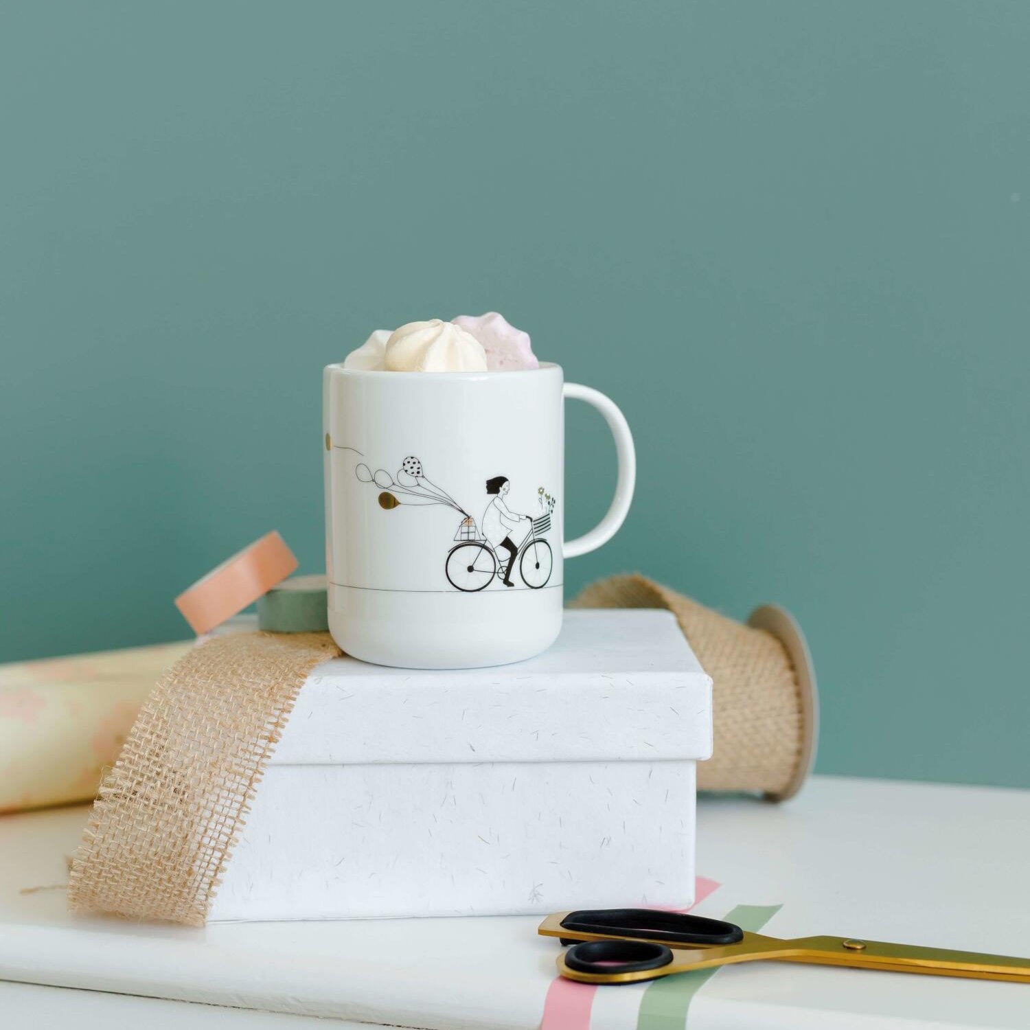 Geschenktasse "Radfahren" - 8x10 cm (Weiß)